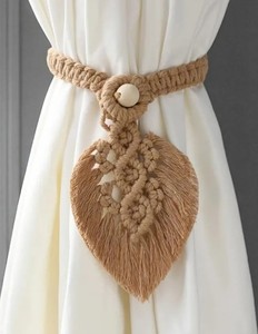 Macrame Curtain <b>Tiebacks</b>: Boho Cotton Window Decor - Product Image 3