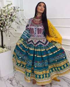 Hot Selling Latest Designs Breathable Ankle-Length A-Line Floral Print 100% Silk Afghan Kuchi <b>Dresses</b> Women Wholesale <b>Dress</b> - Product Image 3