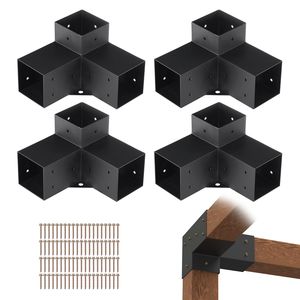 Kit 4 Pezzi Staffe Angolari a 3 Vie Rinforzate 4x4 Dimensione Interna 3.6x3.6 per Lavori in Legno Fai-da-te, Base per Pergola e Tettoia, Facile Installazione - Product Image 4