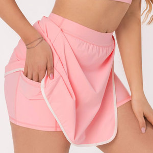 Falda pantalón deportiva para mujer, de cintura baja, sin costuras, con efecto fruncido en glúteos, de alta resistencia, para correr, gimnasio y entrenamiento, con patrón liso. - Product Image 4