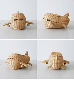 Cesta de Almacenamiento de Mimbre con Forma de Avión, Cesta de Almacenamiento Divertida para Habitación Infantil, Almacenamiento de Juguetes y Decoración de Guardería - Product Image 3