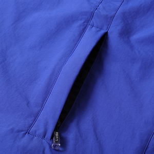 Men's Blue Hooded Windbreaker <b>Jacket</b> Quarter-Zip <b>Waterproof</b> Winter Coat with <b>Red</b> Sleeve Patch Casual Outdoor Wear Quick Dry - Product Image 6