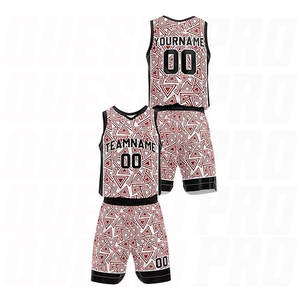 Uniforme de basket-ball rouge triangulaire, impression personnalisée de votre propre équipe, ensemble maillot et short de basket-ball réversible - Product Image 3