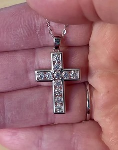2 Ct Round Lab Grown Diamond Cross <b>Pendant</b> <b>Solid</b> 10K White <b>Gold</b> Wedding <b>Pendant</b> Unique Diamond Charms - Product Image 5