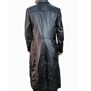 เสื้อโค้ทหนังยาวผู้ชาย ราคาขายส่ง เสื้อโค้ทหนัง PU แฟชั่นผู้ชายทรงเข้ารูป เสื้อโค้ทหนังยาวสำหรับขายออนไลน์ - Product Image 4