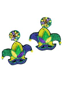 Pendientes bordados a mano con cuentas de colores rojo y blanco con diseño de Papá Noel, personalizados para niñas, de la India. - Product Image 5