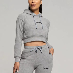 OEM 2025 Spring Jogger <b>Jumpers</b> Gym Custom Workout 2 Piece Women Set Crop Top Oversize Hoodie Women Sweatshirt Sets - Product Image 5