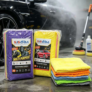 Lot de 36 chiffons de nettoyage auto 16*16 pouces, chiffon microfibre sans ourlet pour le nettoyage, le polissage et le cirage des intérieurs de voiture - Product Image 1