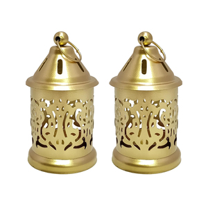 Wholesale Mini Gold Metal Hanging <b>Lantern</b> <b>Set</b> Vintage Moroccan Style Decorative Candle Holder For Wedding Decor Diwali Festive - Product Image 1