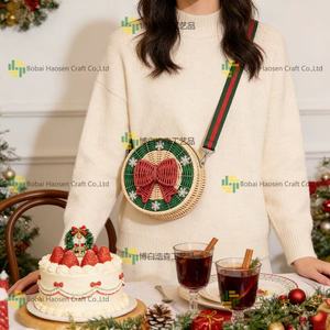 Bolso tejido a mano con diseño navideño, bolso de hombro con ambiente navideño, bolso cruzado de moda de Instagram. - Product Image 1
