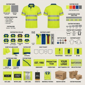 Polo de travail haute visibilité réfléchissant, vente en gros, OEM, tissu en coton, coupe-vent, résistant à l'eau, respirant, uniforme - Product Image 4