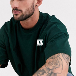 T-shirt long et ample pour homme, de haute qualité, à manches courtes, avec encolure étendue, en coton écologique et à séchage rapide - Product Image 4