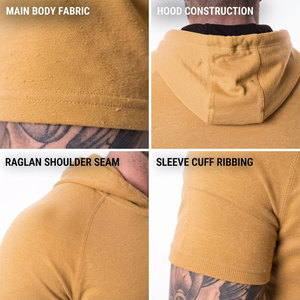 High Quality Men's Training Hoodie Side Zippered Pocket Raglan Shoulder Seamless Fabric Breathable Short Sleeve Hoodie Low Price - Product Image 5
