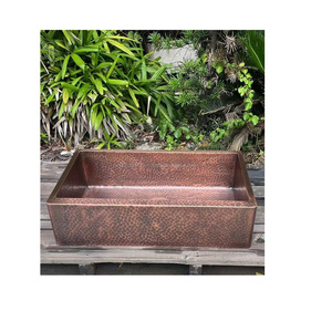 Évier de cuisine en cuivre à tablier exquis avec design artisanal et bassin profond idéal pour les cuisines à thème de ferme - Product Image 3