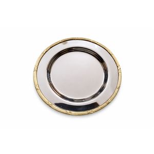 Modern Metal Wedding Charger Plates, Silver & Gold Dual Tone Round Service Plate, Wholesale Elegant Party <b>Table</b> Decoration Tray - Product Image 3