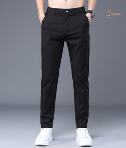 กางเกงขายาวผู้ชายคุณภาพสูง น้ำหนักเบา ซิปหน้า สไตล์ลำลอง ทรงตรง เอวกลาง ด้านหน้าเรียบ เป็นมิตรกับสิ่งแวดล้อม สำหรับฤดูใบไม้ร่วง/ฤดูหนาว - Product Image 1