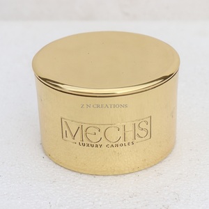 Custom Logo Pure Brass Gold 12 Oz Handmade Glossy Finish Candle Jar Containers for Candle Making Votive Candle Home Decoration - Product Image 5