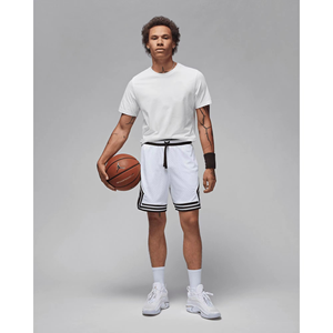 <b>Men's</b> <b>White</b> Mesh Basketball <b>Shorts</b> With Drawstring Waist And Side Stripe Sporty Style - Product Image 1