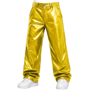 Pantalon en similicuir PU brillant coupe slim pour homme, idéal pour les soirées en boîte de nuit, pantalon moulant sexy pour clubwear - Product Image 5