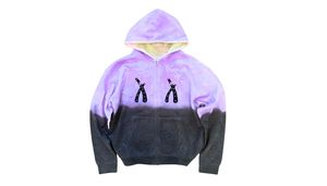 Sudadera con capucha y cremallera degradado morado tie-dye con logo de pedrería, de felpa lavada, mezcla de algodón y felpa, oversize con hombros caídos - Product Image 2
