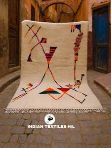 Tapis faits main en laine de Nouvelle-Zélande, design géométrique moderne, style berbère marocain, pour salon, prix abordable, fabriqués en Inde - Product Image 1
