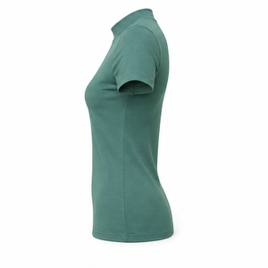 Camiseta de Manga Corta para Mujer, Cuello Redondo, Corte Entallado, Color Verde Azulado, Personalizable, en Jersey de Algodón Peinado Suave - Product Image 4