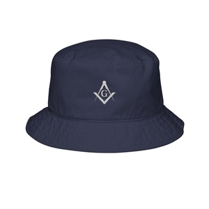 Sombrero de pescador Master Mason Blue Lodge - Sombrero de playa de algodón premium con diseño de brújula y compás plateados - Product Image 2