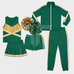 Uniformes de cheerleading pas chers avec strass scintillants en gros, uniformes d'entraînement verts pour cheerleaders, uniformes de cheerleading pour adultes pour le basketball - Product Image 3