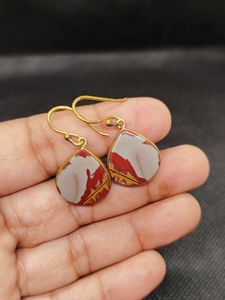 Pendientes colgantes de piedra natural Noreena con baño de oro, para fiesta, con gancho de latón, para mujer - Product Image 2