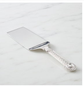 Couteau à gâteau vintage en acier inoxydable, lame rectangulaire, spatule en métal argenté avec manche orné pour usage domestique - Product Image 3