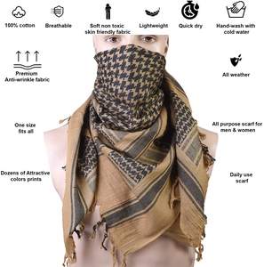 Foulard carré multicolore à carreaux personnalisé avec logo, en coton, style Keffiyeh Shemagh, pour homme, coupe-vent, vente en gros - Product Image 1