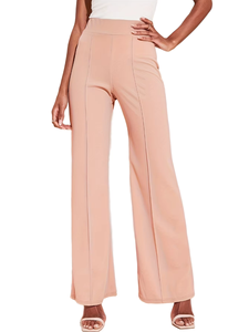 Pantalones rectos de corte holgado con elastano y poliéster - Product Image 1