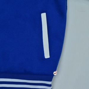 Best Selling Blue <b>White</b> Varsity <b>Jacket</b> Full Sleeve Contrast Color Embroidery Left Sleeve Regular Fit Autumn Wear Varsity <b>Jackets</b> - Product Image 5