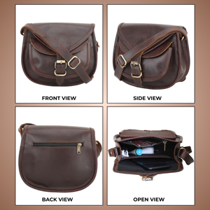 Sac fourre-tout bandoulière en cuir artisanal marron vintage style paysager avec sangle réglable pour voyage unisexe, idéal comme cadeau - Product Image 2