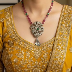 Gold-Plated Emerald Diamond and Aquamarine Unisex Brooches aka Necklaces - Product Image 4