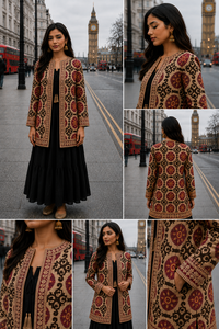 Women's Winter <b>Jacket</b> with Hand Embroidered Suzani Design <b>White</b> Fabric Bridesmaid Gift or Women's Clothing OEM ODM Bulk Sale - Product Image 4