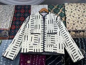 New <b>Pattern</b> Breathable Reversible Cotton <b>Quilted</b> <b>Jacket</b> for Women Indian Handblock Print Winter Coat with Sleeve - Product Image 4