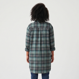 Chemise de nuit longue en flanelle à carreaux pour femme, décontractée, à manches longues, col rabattu, coupe ample, pour l'hiver, style streetwear, chemise de pyjama - Product Image 2
