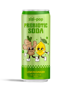 Zizi-Pop Bebida Natural Prebiótica de Jengibre y Soda Lime Recién Exprimida, Sin Azúcar, en Lata de 320ml - Product Image 1
