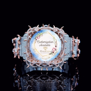 Montre connectée ronde pour femme ElvoraGems avec personnalisation de pierres précieuses disponible, bijoux personnalisés - Product Image 1