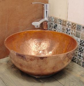Lavabo Redondo de Cobre Texturizado, Lavabo Metálico Hecho a Mano, Decoración de Baño, Duradero, Elegante, Mejora para el Baño - Product Image 3