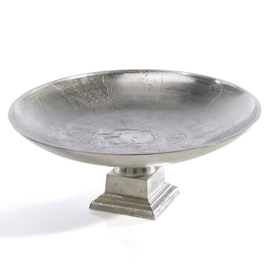 Bol sur piédestal en aluminium poli argenté vintage, écologique, avec logo personnalisé, vaisselle décorative pour mariage, fête, hôtel - Product Image 5