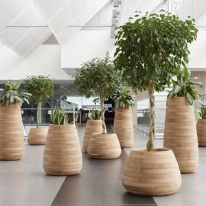 Grand vase en bois massif pour plantes d'intérieur/extérieur, décoration moderne pour la maison, hôtel, jardin, pour pot de fleurs et jardinière, matériau en bois massif - Product Image 4