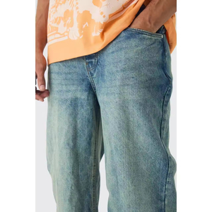 Pantalon en jean 100% coton, design personnalisé, coupe ample tendance pour homme, jambe droite, décontracté, respirant, léger, été, automne, hiver - Product Image 2