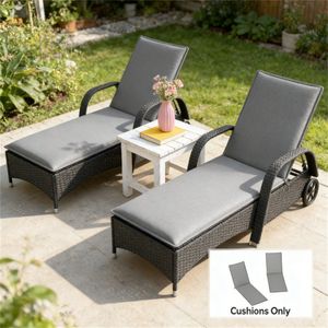 Ensemble de 2 coussins pliants gris pour chaise inclinable d'extérieur (coussins uniquement) - Product Image 1
