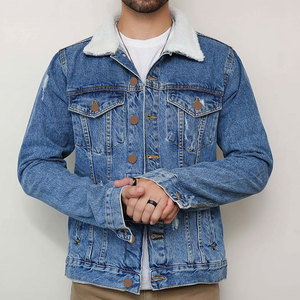 Men's Distressed Denim <b>Jacket</b> with Sherpa Lining Zipper Fly Casual Fit <b>Gothic</b> Patchwork Animal Print Summer Autumn Wear - Product Image 5