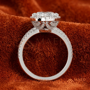 Elegant 925 Sterling Silver Marquise Cut Halo Diamond Engagement <b>Ring</b> with Triple <b>Split</b> Shank Band for Women - Product Image 2