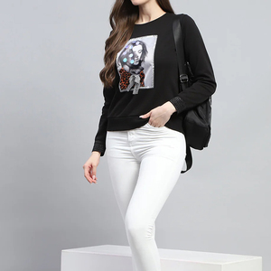 Sweat-shirts personnalisés pour femmes à col rond, 100% coton molletonné, coupe-vent, taille XS, nouvelle collection hiver, best-seller, couleur unie - Product Image 1