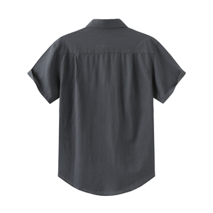 Camisa de lino y algodón de verano para hombre de alta calidad, informal, de manga corta, con botones, para la playa - Product Image 2