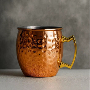 Mug à café minimaliste en cuivre, tasse à boisson contemporaine, finition lisse, vaisselle élégante, cadeau pour cuisine et salle à manger, vente en gros Inde - Product Image 6